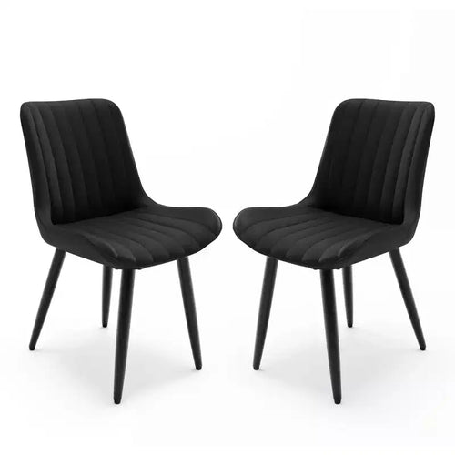 2pk Modern PU Leather Dining Chairs with Thick Cushions & Metal Legs - Armless Side Chairs for Kitchen & Dining Room
