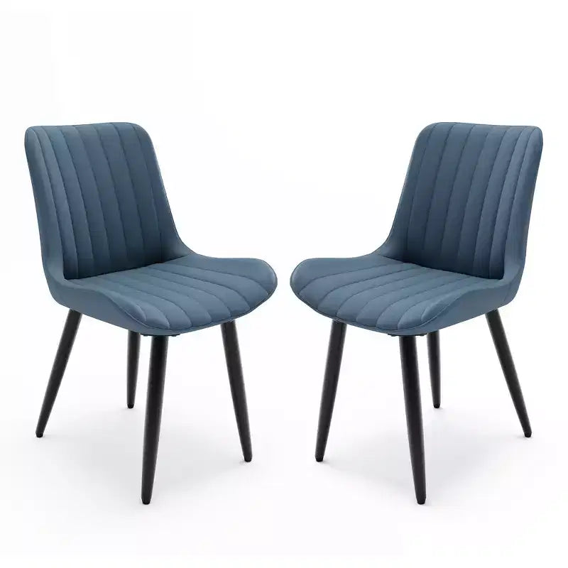 2 sedie da pranzo moderne in pelle PU con cuscini spessi e gambe in metallo - Sedie laterali senza braccioli per cucina e sala da pranzo