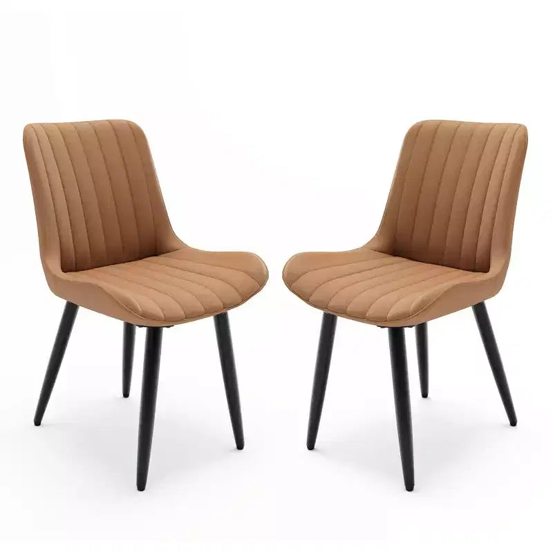 2 sedie da pranzo moderne in pelle PU con cuscini spessi e gambe in metallo - Sedie laterali senza braccioli per cucina e sala da pranzo