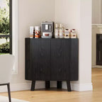 Mobile angolare da fattoria con ripiano regolabile, tavolino angolare industriale a 3 ripiani in legno con ante, tavolino triangolare (80 x 40 x 78 cm)