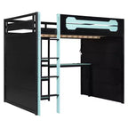 Letto a soppalco da gaming Full Size con mensole, scrivania e luce