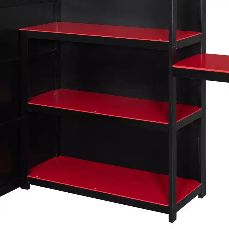 Letto a soppalco da gaming Full Size con mensole, scrivania e luce