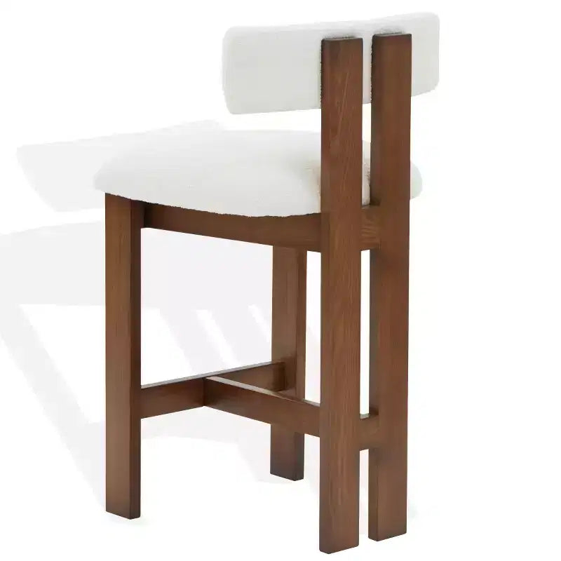 Sgabello Macey Boucle da banco - Avorio/Bianco