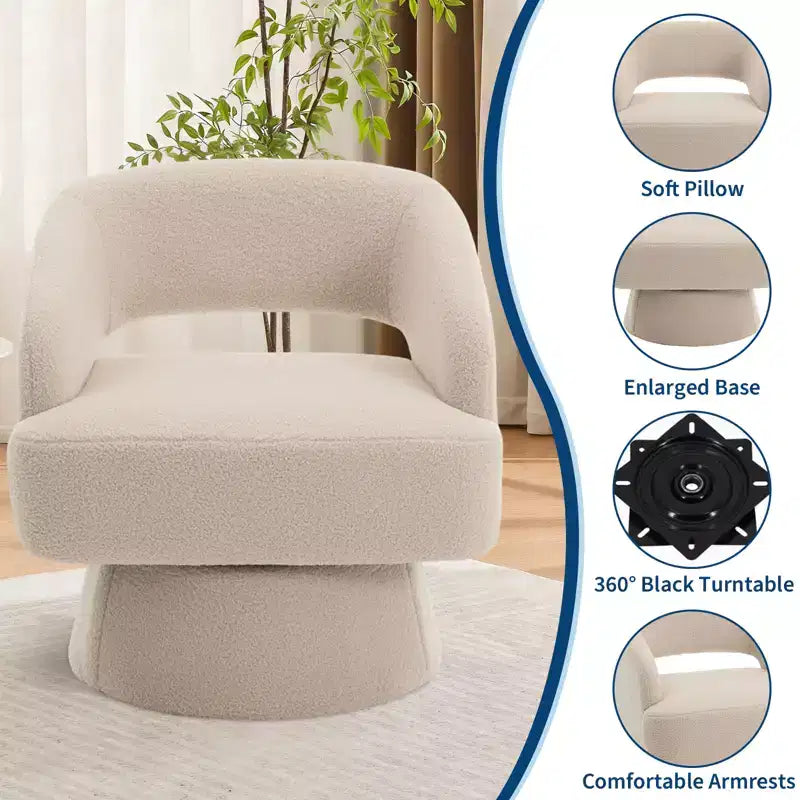 Poltrona girevole rotonda in velluto - Poltrona lounge moderna con schienale a righe e morbida imbottitura, elegante poltrona d'accento per soggiorno, camera da letto