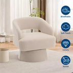 Poltrona girevole rotonda in velluto - Poltrona lounge moderna con schienale a righe e morbida imbottitura, elegante poltrona d'accento per soggiorno, camera da letto