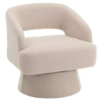 Poltrona girevole rotonda in velluto - Poltrona lounge moderna con schienale a righe e morbida imbottitura, elegante poltrona d'accento per soggiorno, camera da letto