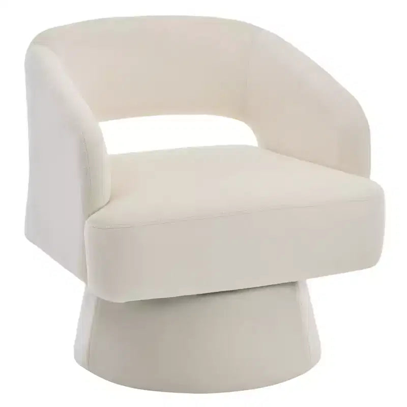 Poltrona girevole rotonda in velluto - Poltrona lounge moderna con schienale a righe e morbida imbottitura, elegante poltrona d'accento per soggiorno, camera da letto