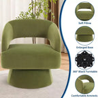 Poltrona girevole rotonda in velluto - Poltrona lounge moderna con schienale a righe e morbida imbottitura, elegante poltrona d'accento per soggiorno, camera da letto