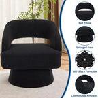 Poltrona girevole rotonda in velluto - Poltrona lounge moderna con schienale a righe e morbida imbottitura, elegante poltrona d'accento per soggiorno, camera da letto