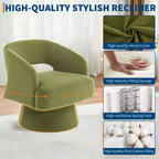Poltrona girevole rotonda in velluto - Poltrona lounge moderna con schienale a righe e morbida imbottitura, elegante poltrona d'accento per soggiorno, camera da letto