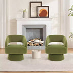 Poltrona girevole rotonda in velluto - Poltrona lounge moderna con schienale a righe e morbida imbottitura, elegante poltrona d'accento per soggiorno, camera da letto