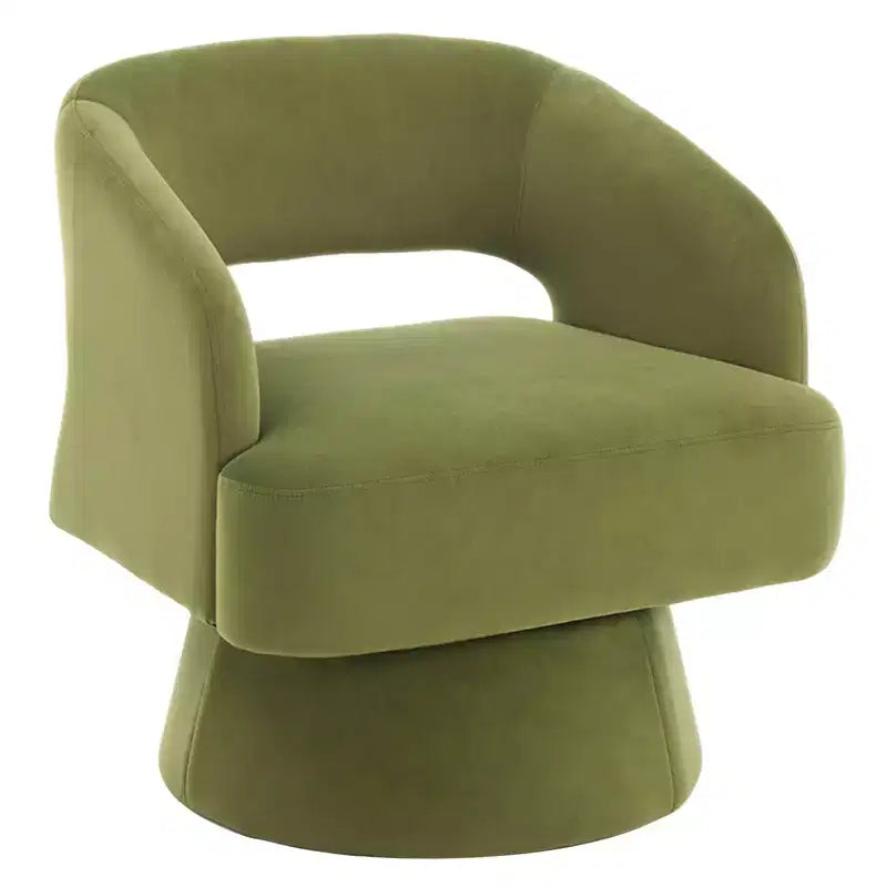 Poltrona girevole rotonda in velluto - Poltrona lounge moderna con schienale a righe e morbida imbottitura, elegante poltrona d'accento per soggiorno, camera da letto