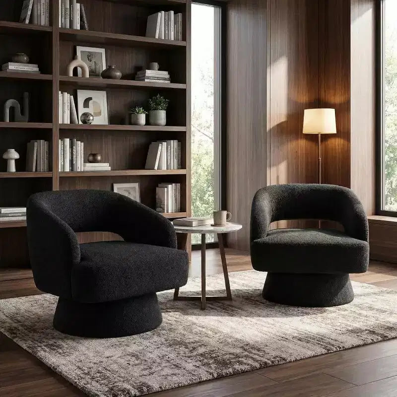 Poltrona girevole rotonda in velluto - Poltrona lounge moderna con schienale a righe e morbida imbottitura, elegante poltrona d'accento per soggiorno, camera da letto
