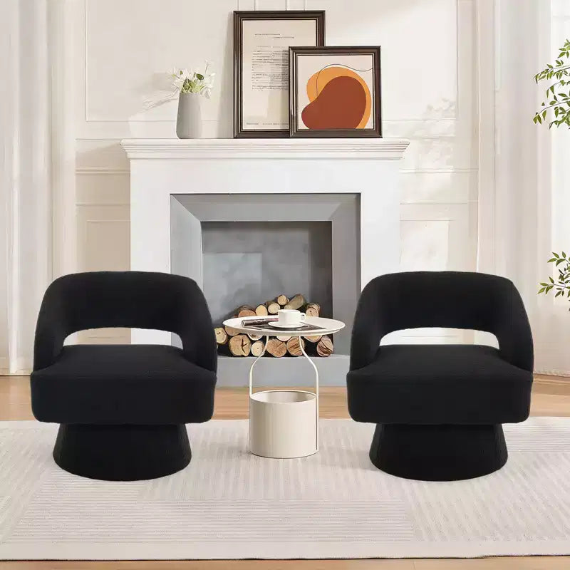Poltrona girevole rotonda in velluto - Poltrona lounge moderna con schienale a righe e morbida imbottitura, elegante poltrona d'accento per soggiorno, camera da letto