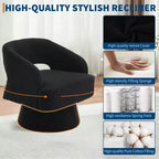 Poltrona girevole rotonda in velluto - Poltrona lounge moderna con schienale a righe e morbida imbottitura, elegante poltrona d'accento per soggiorno, camera da letto