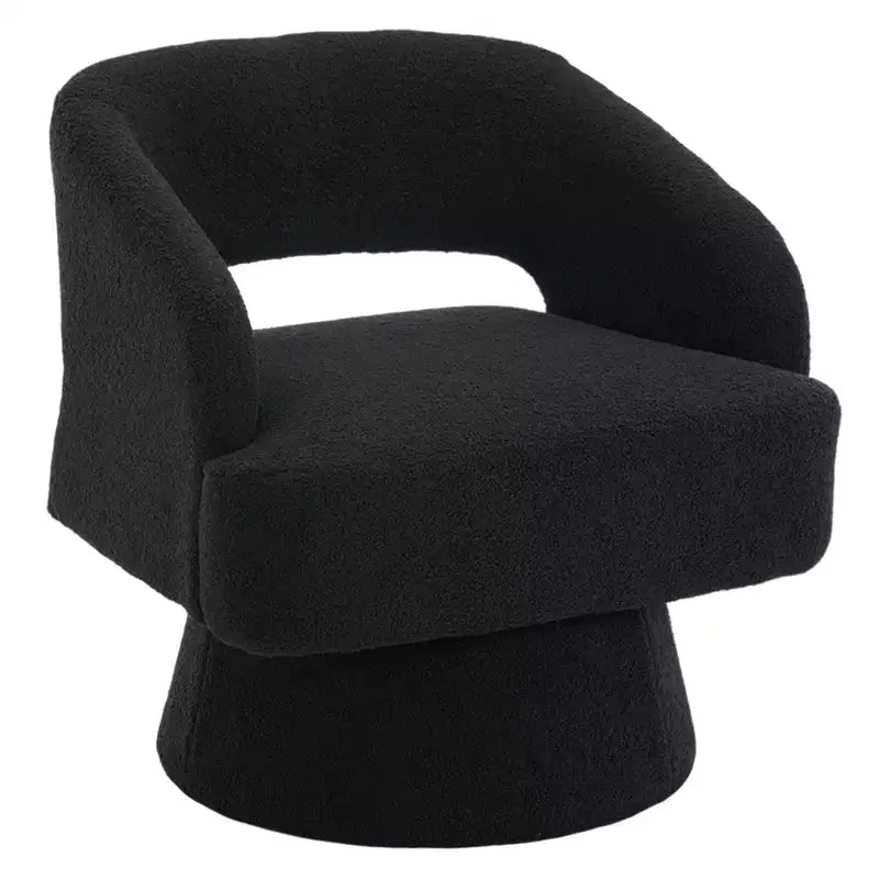 Poltrona girevole rotonda in velluto - Poltrona lounge moderna con schienale a righe e morbida imbottitura, elegante poltrona d'accento per soggiorno, camera da letto