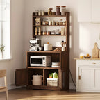 Supporto per Microonde da Fattoria con Presa di Corrente e Porte USB, Piano Ispessito, Organizzatore per Elettrodomestici da Cucina per Soggiorno, Sala da Pranzo