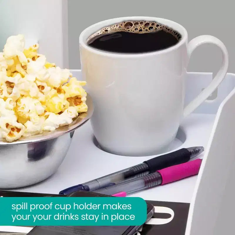 Vassoio organizer da comodino da 2 pezzi con portabicchieri e portacavi per dormitorio universitario, letto a castello superiore o cameretta bambini, bianco