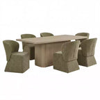 Set da pranzo Yutthana Modern 7 pezzi in legno e metallo con sedie imbottite