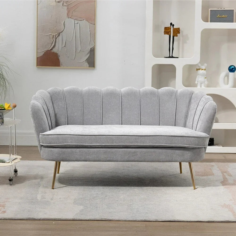 Small Mini Room Couch Two-Seater Sofa with Gold Metal Leg - 2 Seat