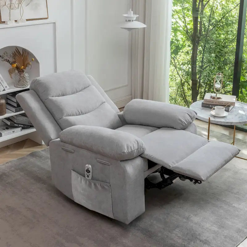 Velvet Adjustable Massage Function Power Recliner Chair with Heating System