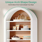 Lantine 78.74 Bookshelf, Wooden Arched Bookcase Display Shelving Unit