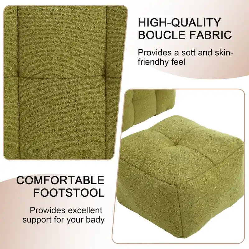 HOMEFUN Fauteuil d'appoint moderne capitonné en tissu bouclé avec ottoman