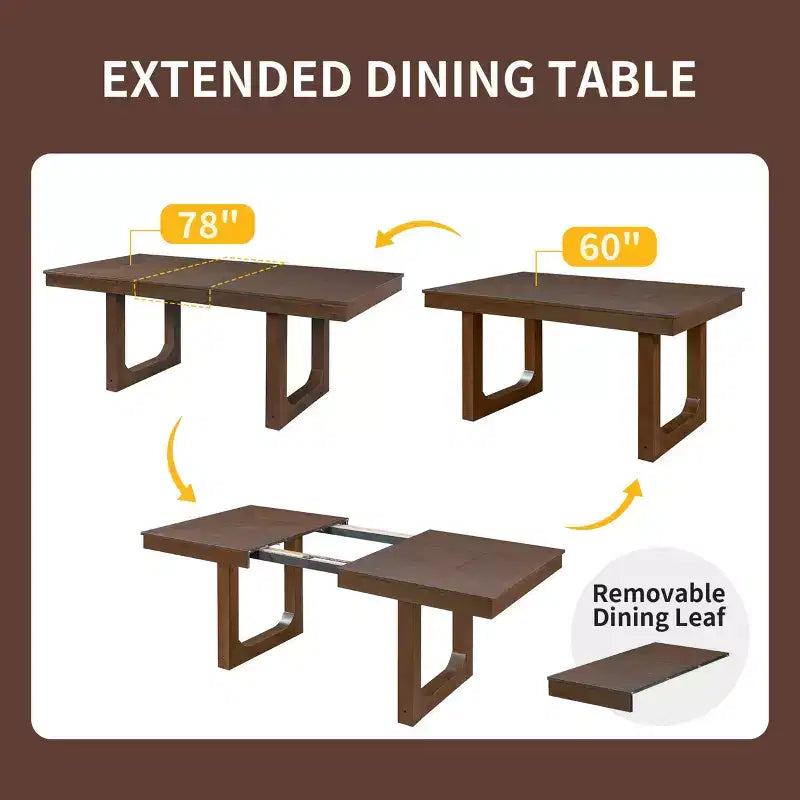 Merax 7-Piece Extendable Dining Table Set with 6 Upholstered Seat Chairs