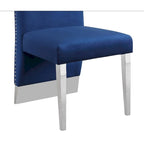 Best Quality Furniture Dining Chair includes Pleated Back, Nailhead-Trimmed, Chrome-Legged Chair (Set of 2)