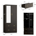 Armoire à deux portes avec miroir, blanc/brun foncé, 31,5L x 72H po – 31,5L x 72H po