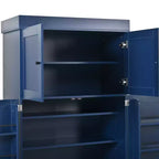 77H Freestanding Kitchen Pantry, Farmhouse Storage Cabinet with Adjustable Shelves, Door Shelves, Drawers & Wine Racks - ModernLuxe