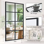 JIONJOY Minimalist Black Metal Framed Wall Mirror, Window-Style Accent Mirror, Shatterproof Entryway Mirror
