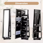 Costway Armoire à bijoux rotative à 360° 2-en-1 Organiseur miroir verrouillable Blanc/Noir/Marron foncé/Gris/Bleu/Rose/Violet/Gris foncé