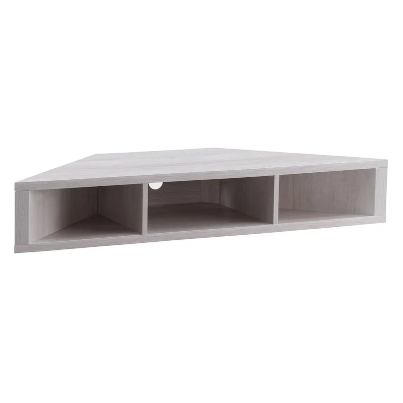 47 Corner Floating TV Stand, 3 Shelves, Transitional Style, Space-Saving Wall Mount