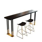 Luxury Rectangle Wooden Bar Table Gold Sled Base for Dining