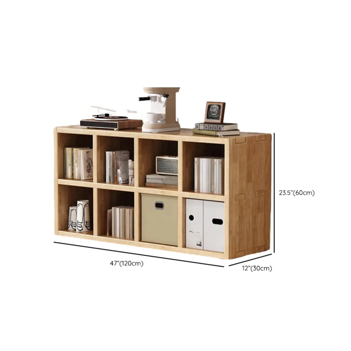 Modern Horizontal Wood 8-Cube Natural Finish Bookcase