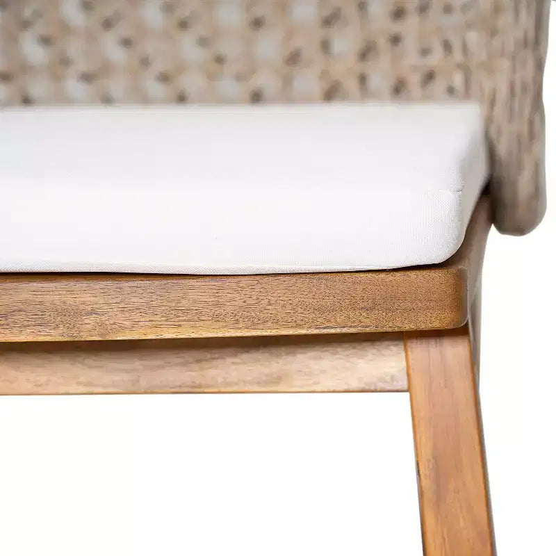 Christopher Knight Home Rohan Modern 3 Piece Acacia Patio Dining Chairs with Natural Wicker and Bistro Table