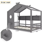 Floor House Bed with Built-In Storage Shelves & Slatted Roof
