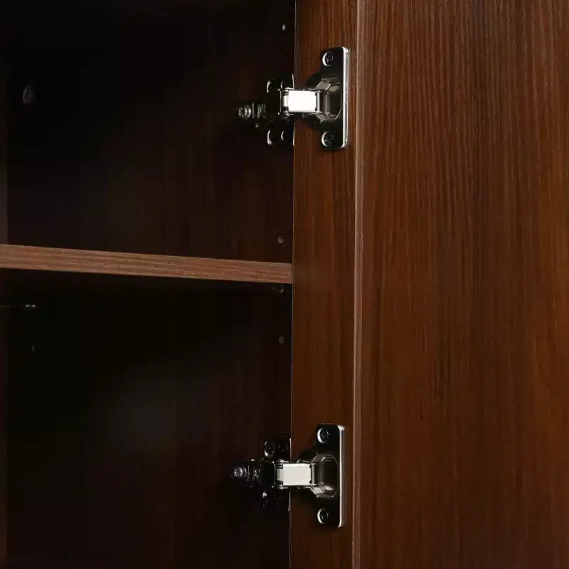 Meuble TV en bois GDFStudio Roy Farmhouse avec porte coulissante à tambour et rangement réglable