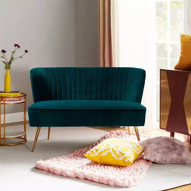 Velvet Nicolas Loveseat Chair Contemporary 2-Seater Sofa for Living Room and Bedroom Tufted Back Loveseat | Karat Home