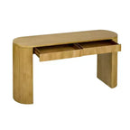 58.2IN Console Table with Adjustable Arched Sturdy Legs, Entryway Table with Large Top and Dual Drawers, Accent Table for Living Room