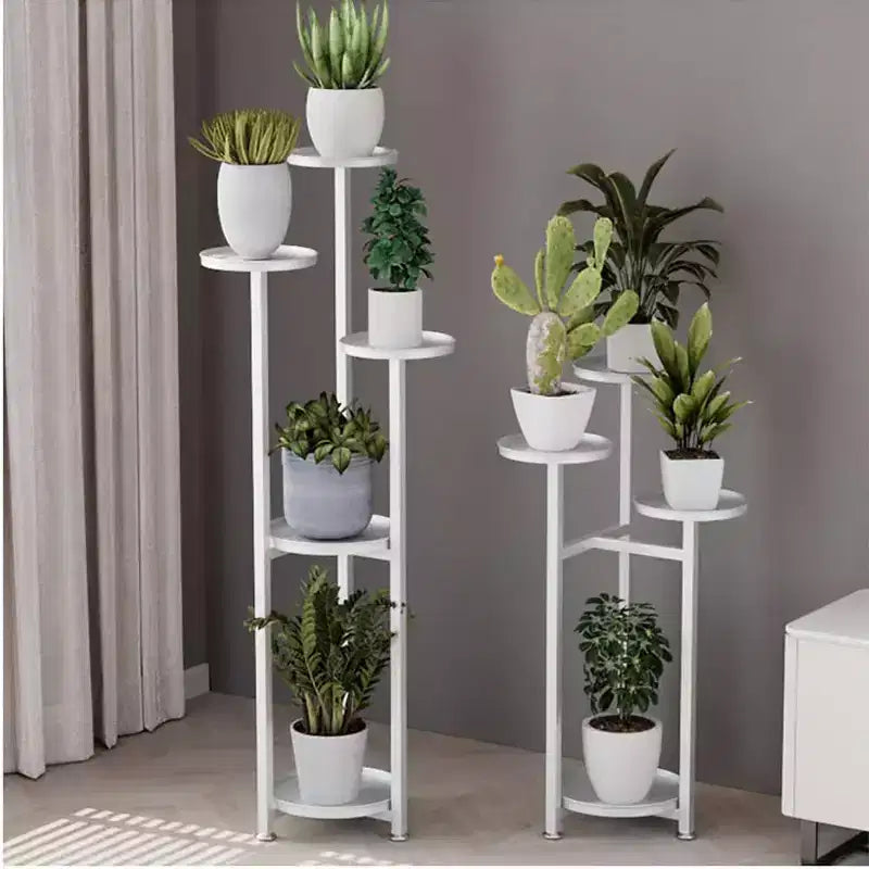 Multi-Layer Tall Metal Plant Shelf for Indoor Corner Anti-Slip Feet, Heavy Duty Tiered Stand for Living Room, Balcony, Patio
