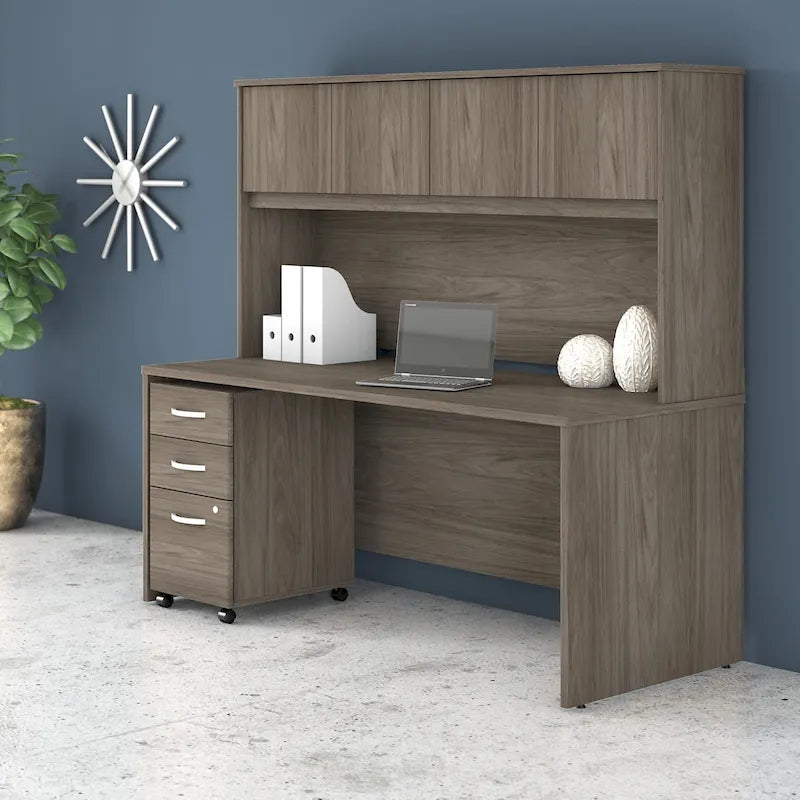 72 Office Desk with Hutch & 3-Drawer Mobile File Cabinet
