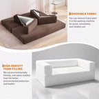 Modern 79 Corduroy Futon Sofa Bed for Small Spaces, 5-in-1 Convertible Sleeper Couch with Removable Armrests & Pillows