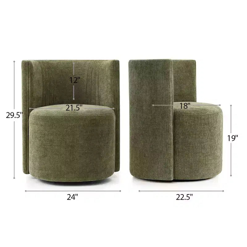 Lot de 4 chaises de salle à manger modernes pivotantes, chaises sans accoudoirs rembourrées en tissu texturé avec dossier incurvé pour salle à manger ou cuisine - Panipeachy