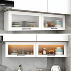 Kitchen White Wood Wall-Mounted Storage China Cabinets