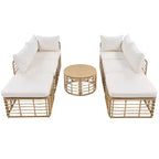 Whisen Weather-Resistant Rattan Outdoor Sectional Sofa Set Patio Couch Set with Thick Cushions and Pillows, Freely Combined Conversation Sets