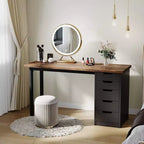 47 Inch Computer Desk with 5 Storage Drawers, Reversible Modern Rustic Study Writing Table, Home Office Workstation for Small Spaces