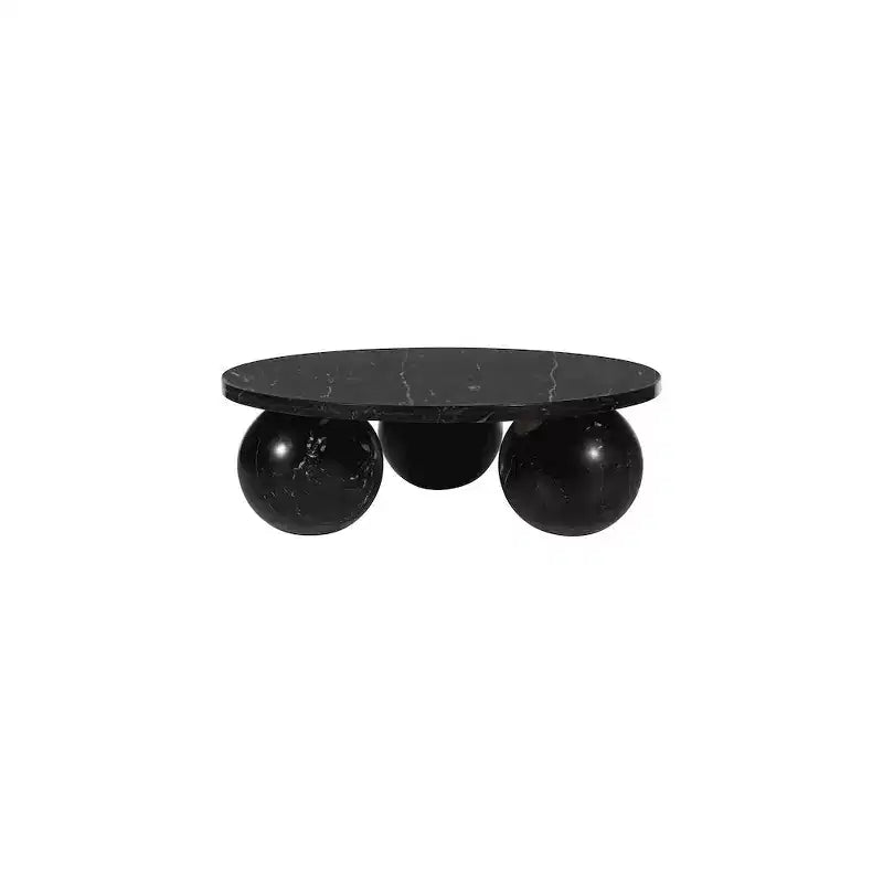 Round Marble Coffee Table with Sphere Legs, Multicolor, Seats 4–6