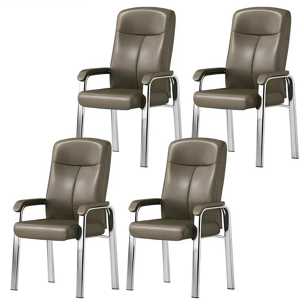 HomeyFad Modern Leather Metal 4-Leg Office Chair with Arms